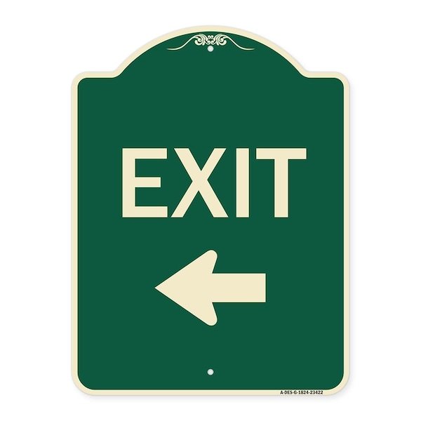 Parking Lot Exit Left Arrow Heavy-Gauge Aluminum Architectural Sign, 18" L, 24" H, G-1824-23422
